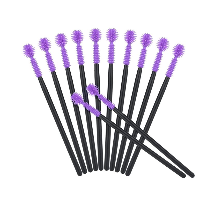 G2PLUS Silicone Eyelash Brushes - 50PCS Purple Disposable Mascara Wands & Eyebrow Spoolies