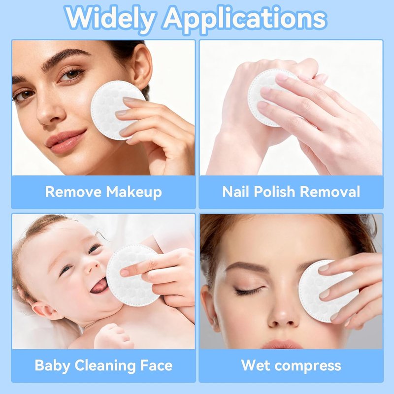 Premium Cotton Rounds - 100% Pure Cotton Makeup Remover Pads for Sensitive Skin | 500 Count