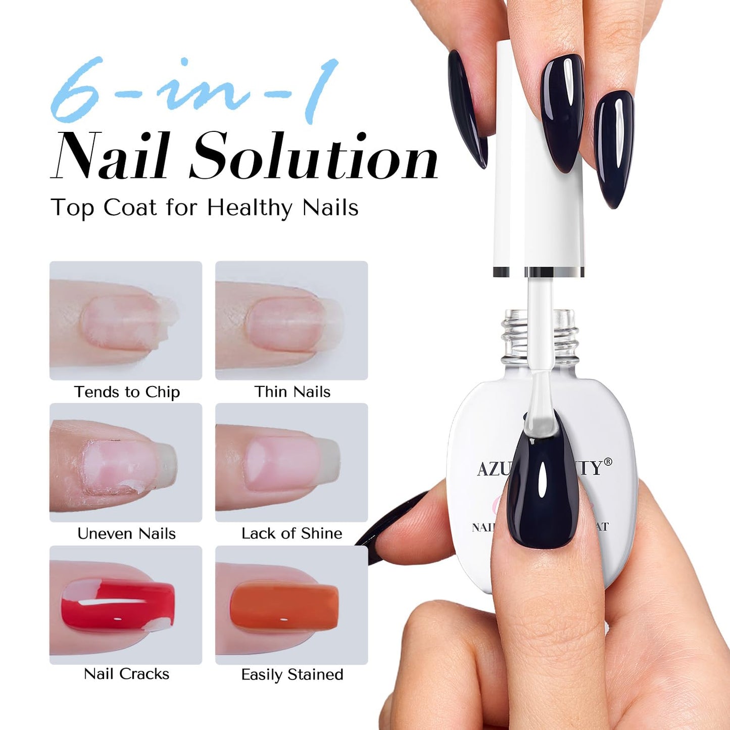 Top Coat Nail Polish - Clear Quick Dry Formula for Glossy Shine | Long Lasting Natural Nail Lacquer