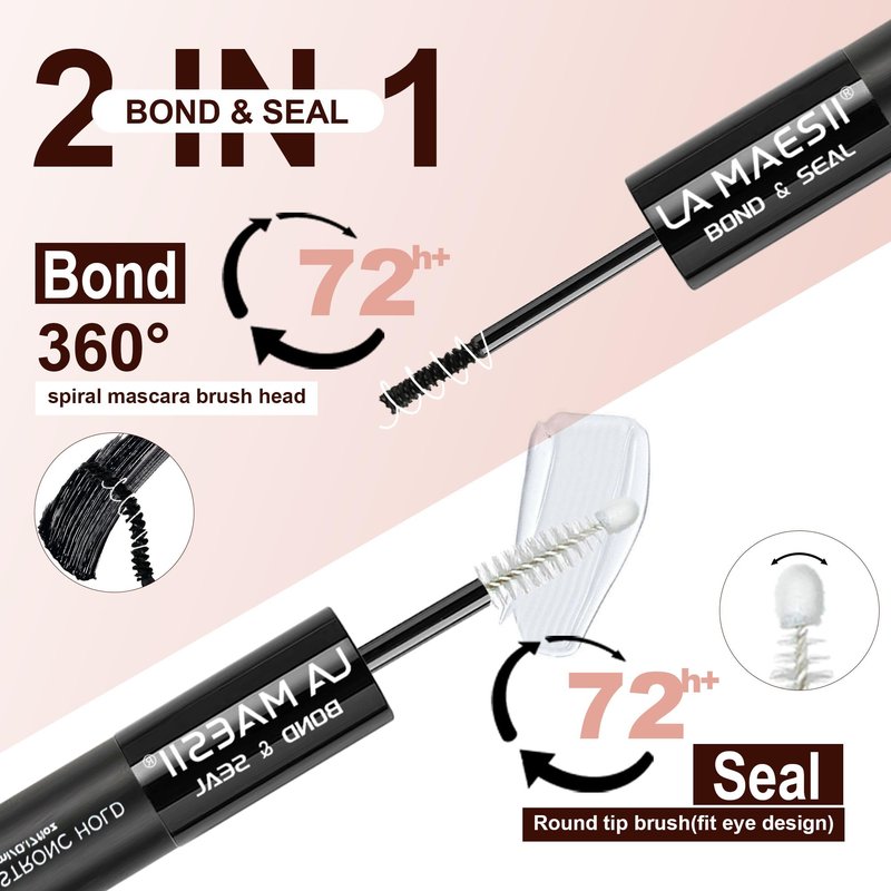 Lash Cluster Glue,Lash Bond and Seal Waterproof,Bond & Seal Lash Glue for Eyelash Cluster,Black Long-Lasting 72H Latex Free（10ml）