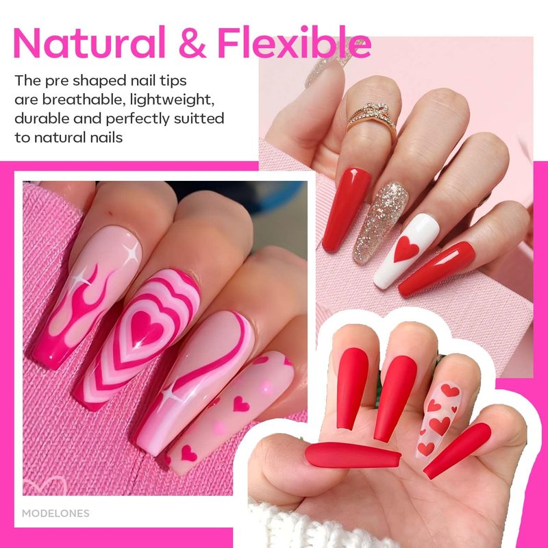 Nail Gel Kit - 9-in-One Acrylic Coffin Nails with UV Light & 500pcs Tips | DIY Salon Extensions