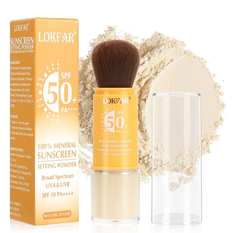 Mineral Powder Sunscreen - SPF 50 Brush-On for Face, Scalp & Hair | Matte Oil Control, Lightweight Finishing Powder - #01 Translucent
