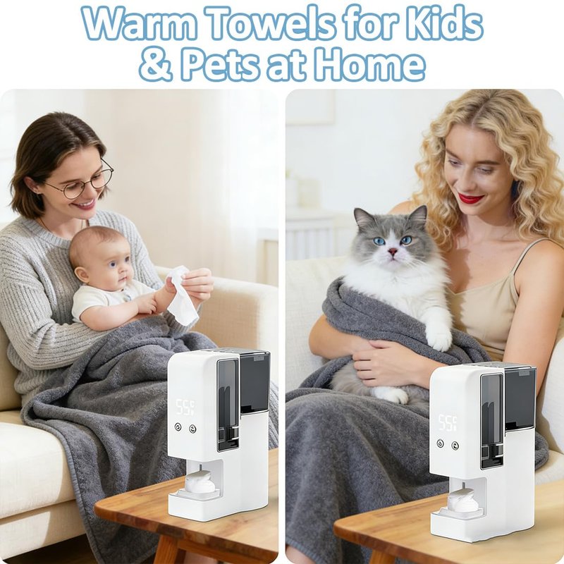 Skiennix Hot Towel Dispenser - Rapid Heating Face Towel Warmer with 500ml Tank & 131°F Temp | 1 Set + 40 Towels