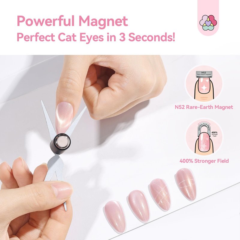 SAVILAND Cat Eye Magnet For Nails: 7 PCS Nail Magnet Guides for CatEye Magnet Gel Nail Polish Scissor-Shaped French Cat-Eye Effect Heart Magnet for Cat Eye Gel Polish Beginners Home Gift