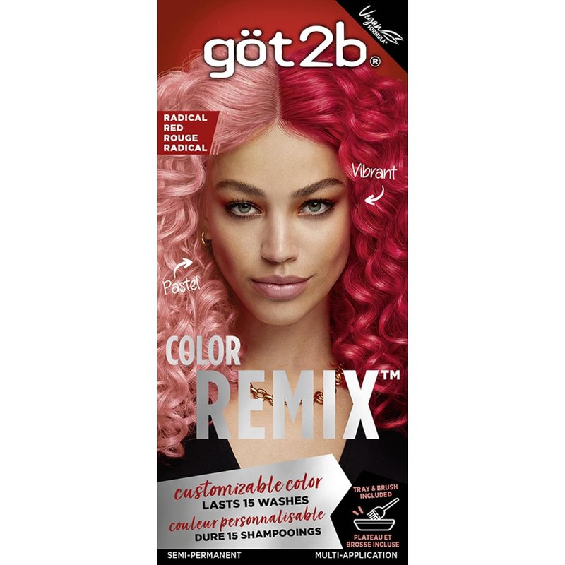 Got2b Color Remix - Customizable Semi-Permanent Hair Color in 092 Radical Red | Vibrant & Long-Lasting