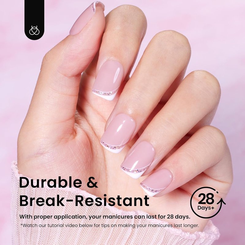 Beetles Short Square Nail Tips - 576PCS in 12 Sizes | Half Matte Clear Acrylic Press-On Nails