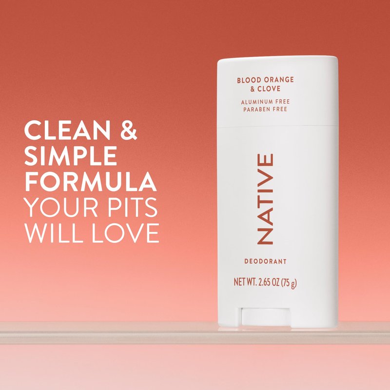 Native Deodorant Contains Naturally Derived Ingredients, 72 Hour Odor Control, Deodorant for Women and Men, Aluminum Free, Blood Orange & Clove 2.65oz