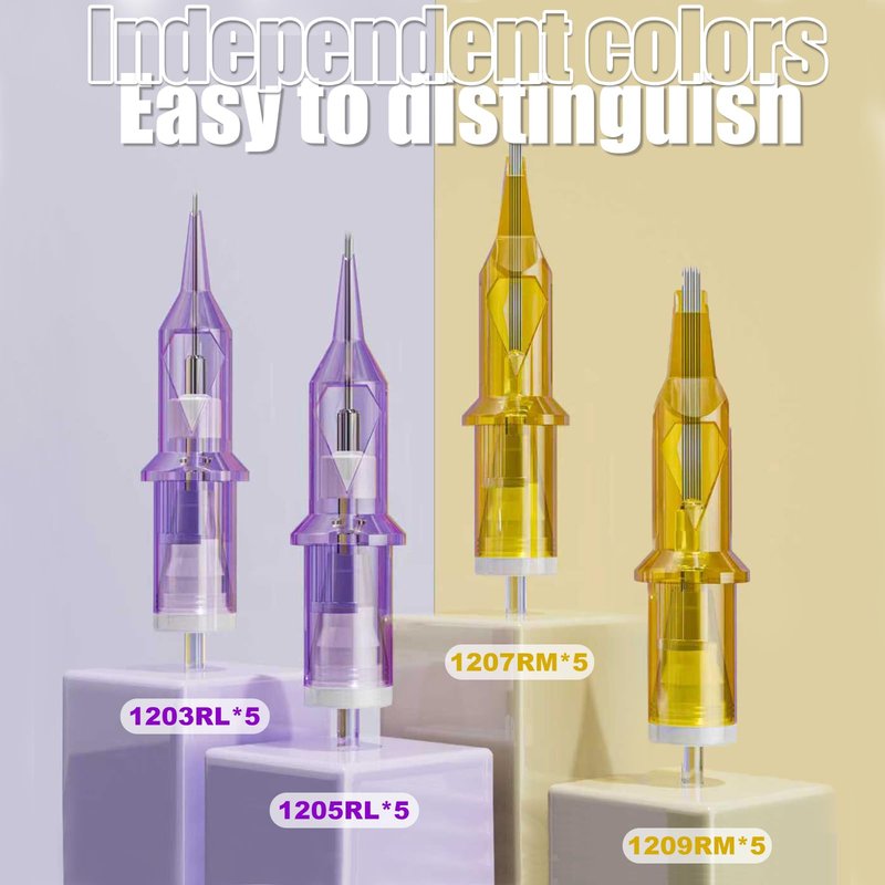 LumenTip Tattoo Cartridge Needles 20Pcs Assorted #12 Round Liner Shader Magnum 3RL 5RL 7RM 9RM Disposable Tattoo Needles With Membrane Tattoo Supplies