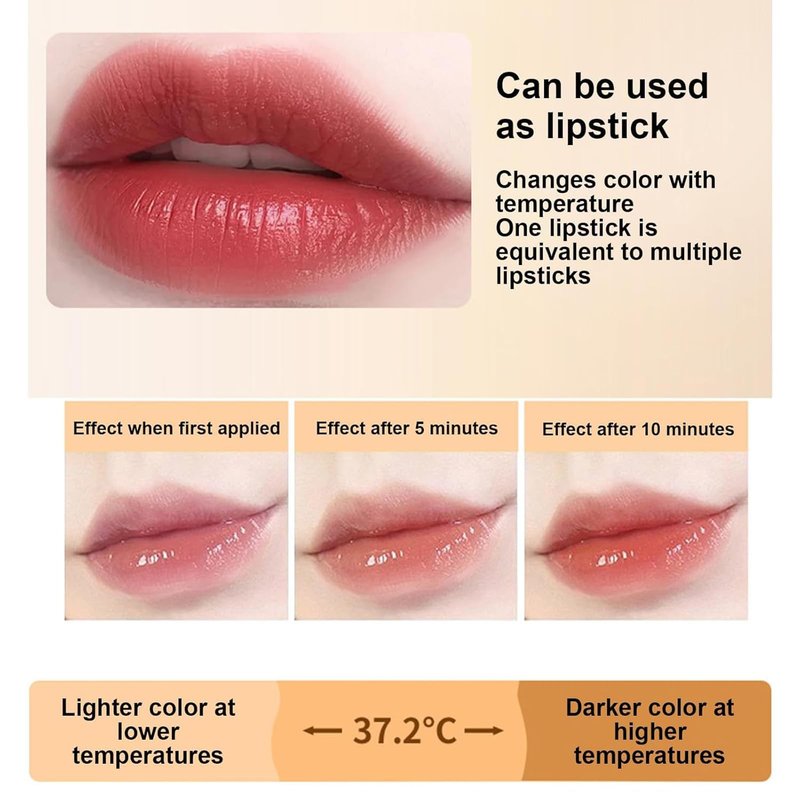 REATIFUL Color Changing Lipstick,Gold Crystal Ph Lipstick Color Changing,Long Lasting 24 Hours Moisturizing Glossy Shine Lip Gloss for Women