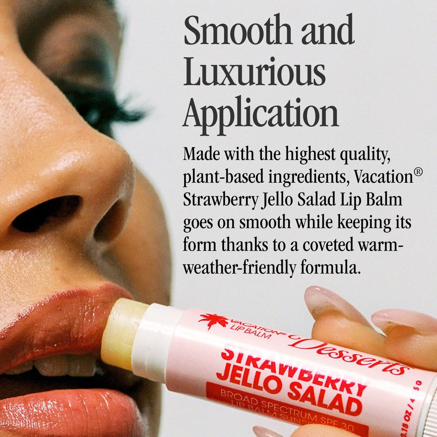 Vacation Strawberry Jello Salad SPF 30 Lip Balm, Pack of 3 - Hydrating Sunscreen for Lips, Water-Resistant, Lightweight, Transparent Sheen, Vegan