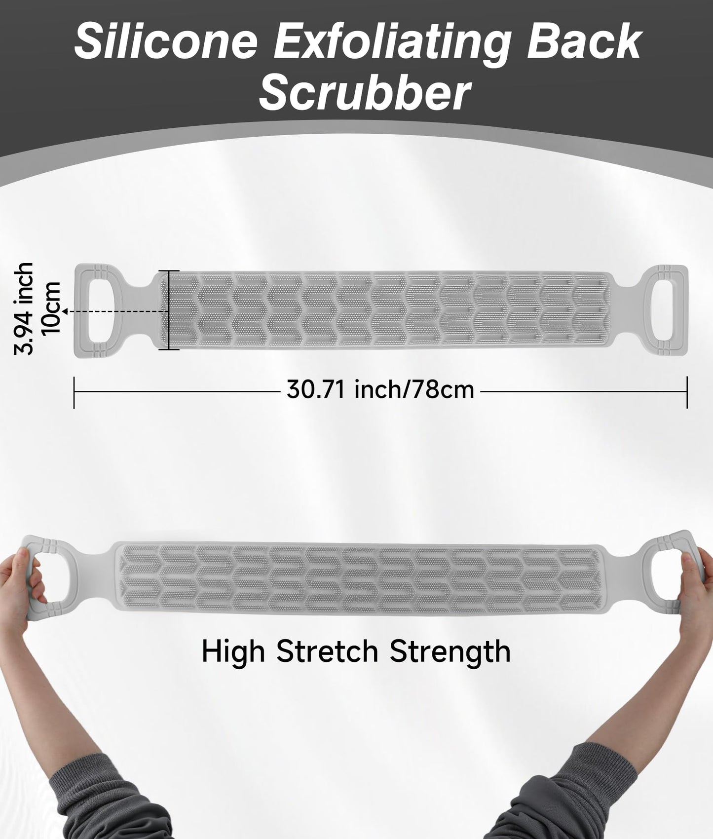 EaTubano Back Scrubber for Shower - Exfoliating Back Scrubber with Handles,Double-Sided Exfoliating Wash Bath Tool for Use in Shower, Back Washer to Deep Clean Your Skin for Men & Women (Grey)