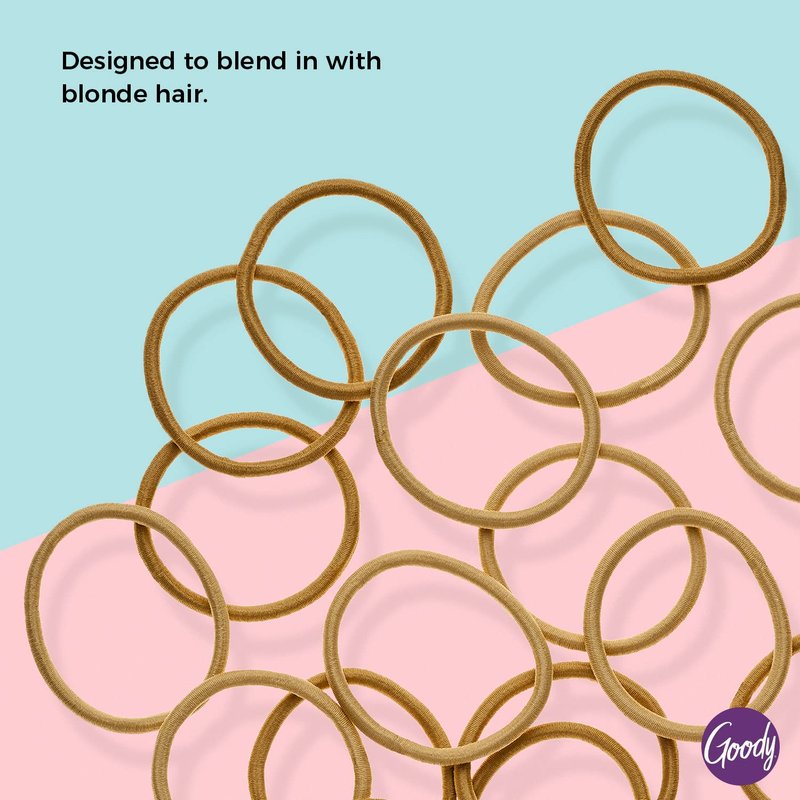 Goody Ouchless Hair Elastics - Tangle-Free Hold for Thick, Curly & Textured Hair - 30 Count, Blonde Ponytail Holders