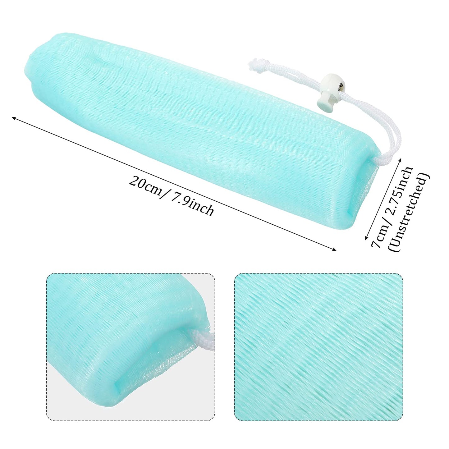 Boao Mesh Soap Bar Loofah Exfoliating Mesh Soap Saver Bag Pouch Bubble Foam Net for Body Facial Shower Cleaning Tool(20 Pieces)