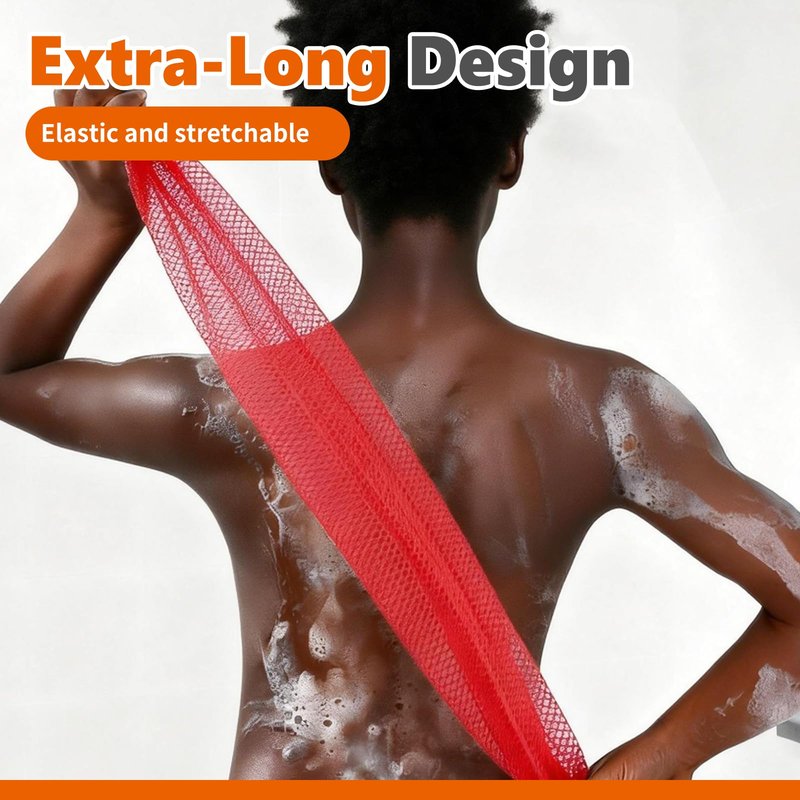 HOMEKOEY African Net Sponge Authentic,Loofah Exfoliating Body Scrubber Bath Sponge,Back Long Net Scrubber Washcloth for Shower,2 Pieces Scrubbers Cleaning Bathing Accessories(Yellow & Pink)