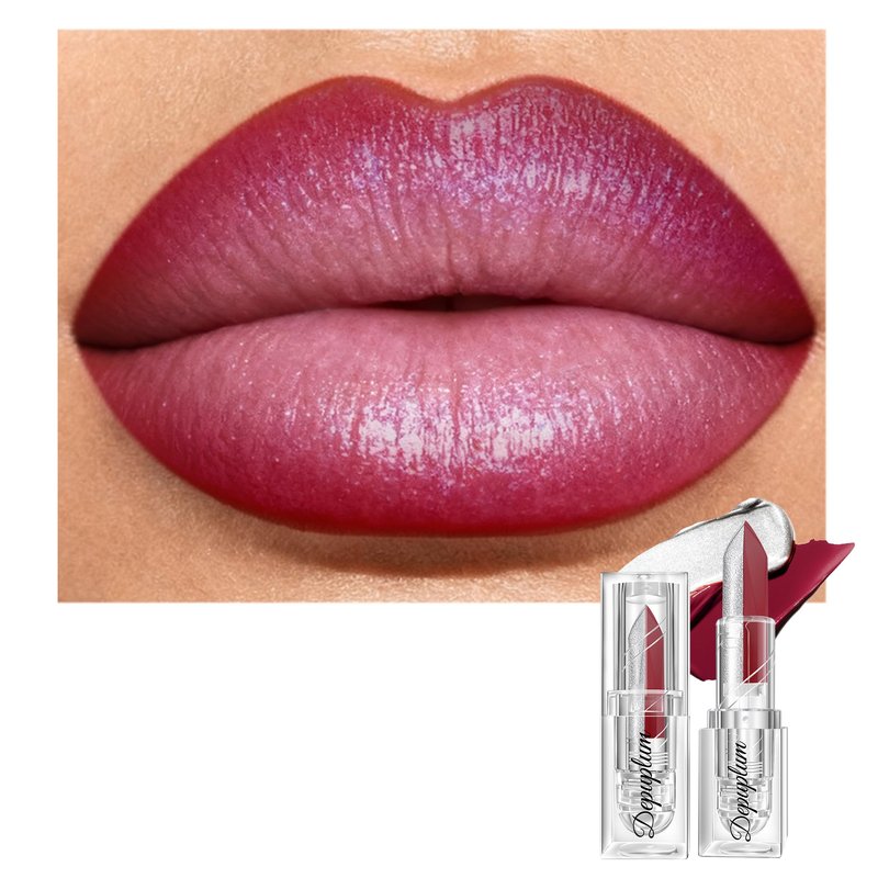 Depuplum 2 in 1 Dark Red Matte Lipstick Glitter Silver Lipstick Dual Sided Waterproof Lipsticks for Women One Stroke Two-Tone Long Lasting Lip Stick for Mother's Day,DU-Q9