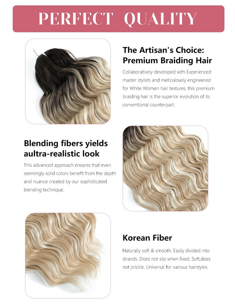 300g Curly Braiding Hair Ombre Blonde Balayage Ocean Wave Crochet Hair Long Synthetic Loose Deep Wavy Twist Hair for Boho Braids