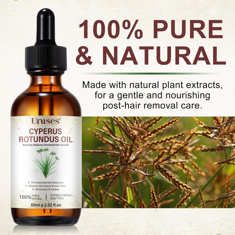 Cyperus Rotundus Oil - Natural Hair Removal Solution | Reduces Unwanted Hair Growth & Soothes Skin - 3 Pack