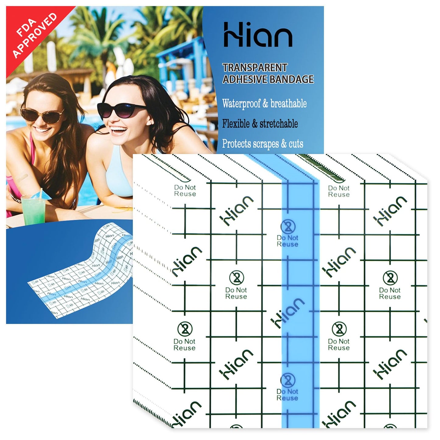 Hion Tattoo Aftercare Waterproof Bandage (F.D.A Approved) Transparent Film Dressing 50 Pre-Cut Sheets4 x 4 Inch Tattoo Cover Up Tape Second Skin Adhesive Bandage Wound Cover for Swimming Shower Shield
