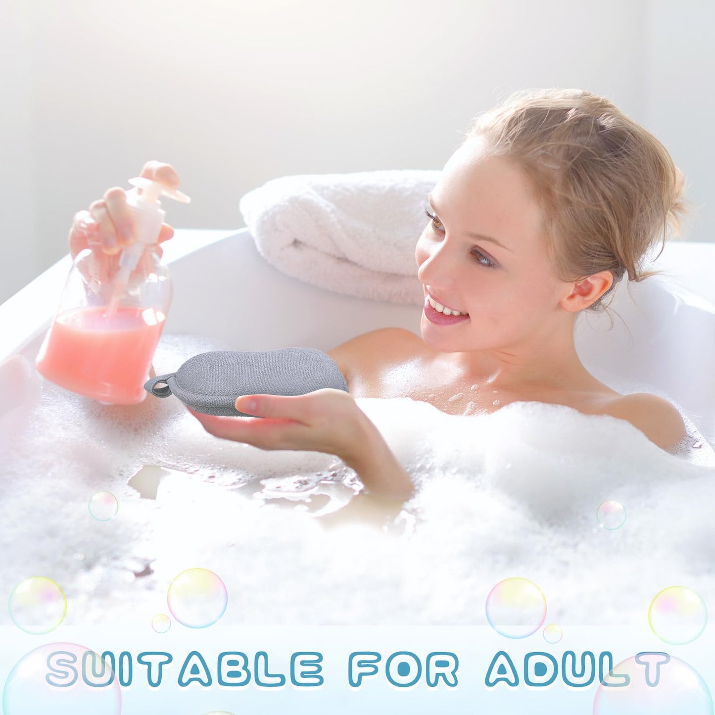 Tatuo 4 Pieces Baby Bath Sponge Cotton Baby Sponge Toddler Soft and Absorbent Loofah for Kids Babies Men Women(Grey,White)