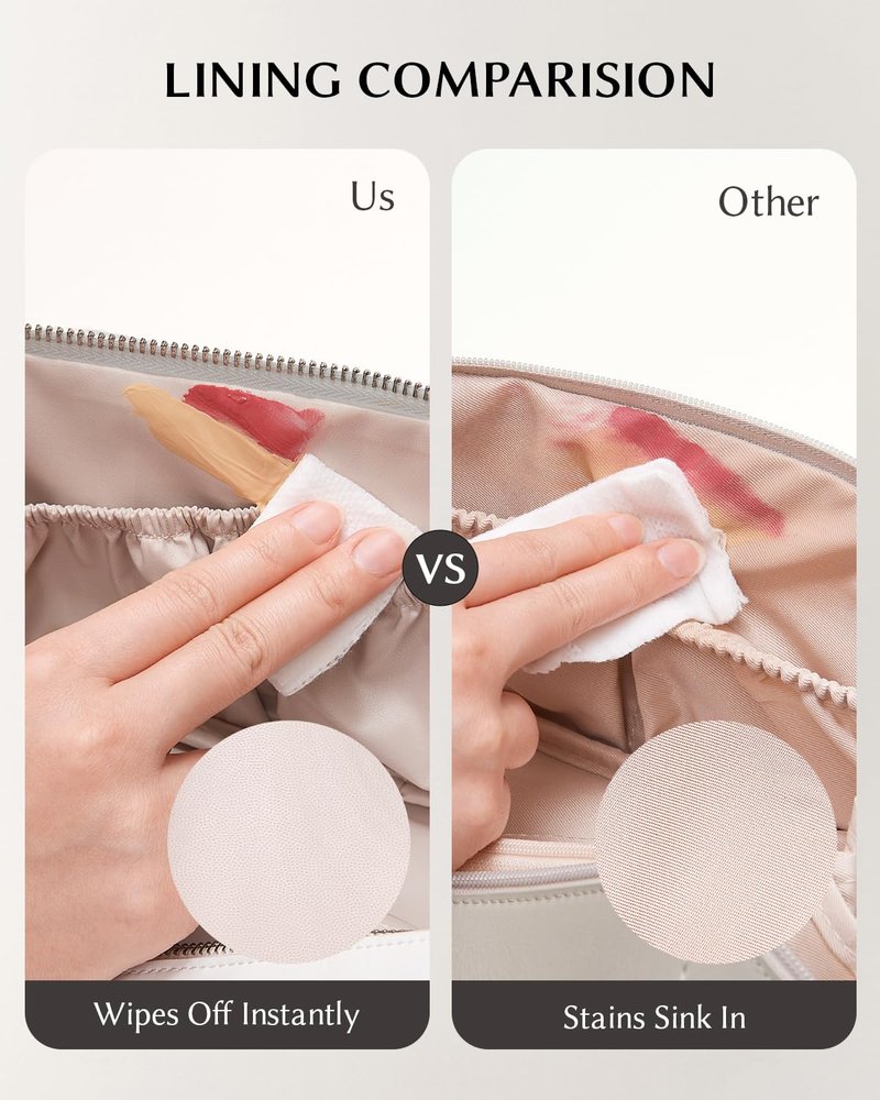 EACHY Travel Makeup Bag, Cosmetic Bag for Women, Waterproof Toiletry Bag with Handle, Large Capacity Makeup Organizer with Brush Compartment for Vacation & Everyday Use