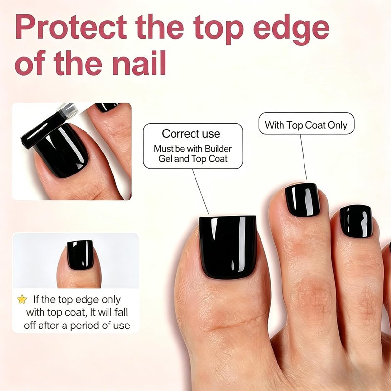 Jsiallye 288Pcs Press on Toenails For Women,Black Fake Toe Nails For Girl,Fake Toenails Press on Nails Short Square Acrylic Toe Nail Tips Glue on Toenails False Artificial Toe Nails Press ons