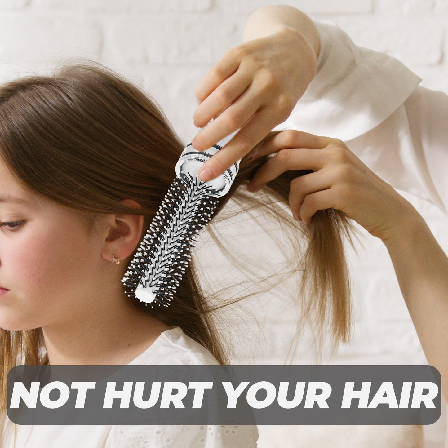UKCOCO Retractable Roll Hair Brush for Travel : Round Curly Hair Comb for Styling Curling Straightening, Portable and Lightweight, 6.09X1.61X1.57in (White)