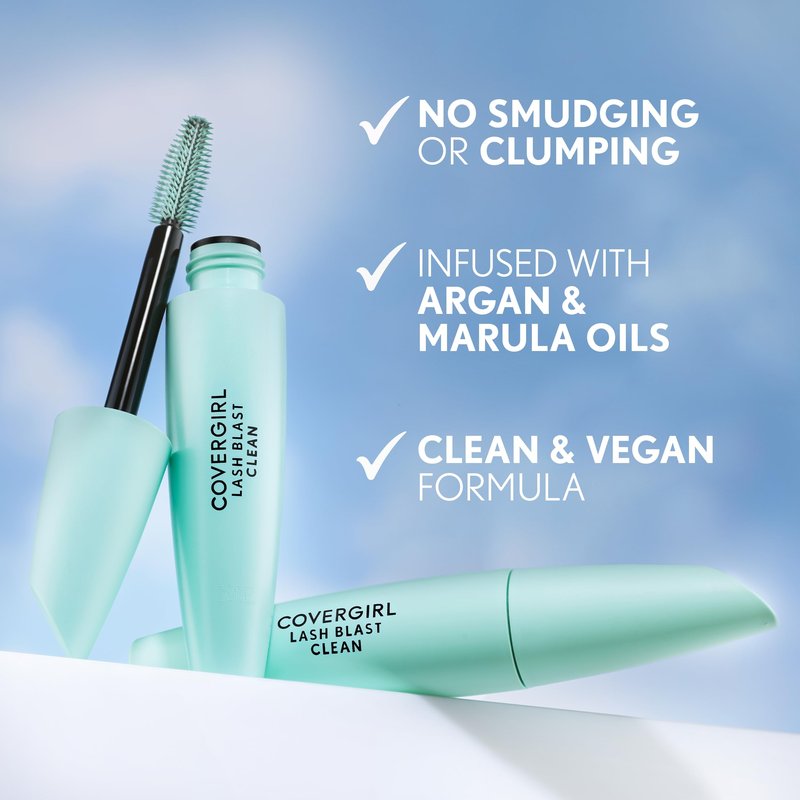 CoverGirl Lash Blast Clean Volume Mascara, Vegan Formula, Volumizing, Smudge-Proof, Black, 1 Count