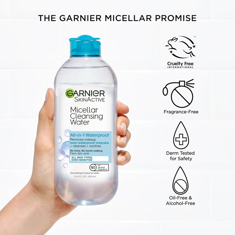 Garnier Micellar Water - Waterproof Makeup Remover & Hydrating Cleanser for Sensitive Skin | 13.5 Fl Oz (400mL)