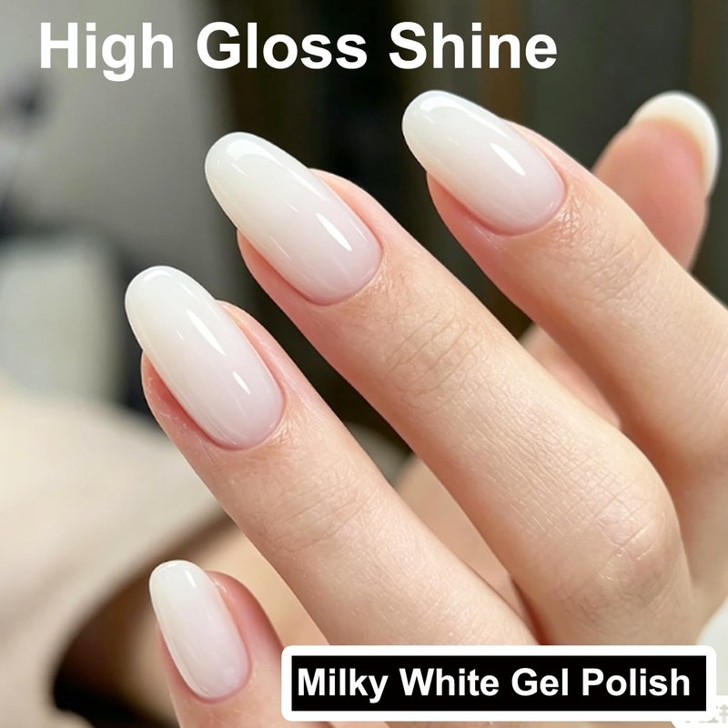 AZUREBEAUTY Milky White Gel Nail Polish 18ML, Natural Sheer Jelly Translucent White, Soak Off UV/LED, Self-Leveling & Long Lasting, Ideal for French Manicure