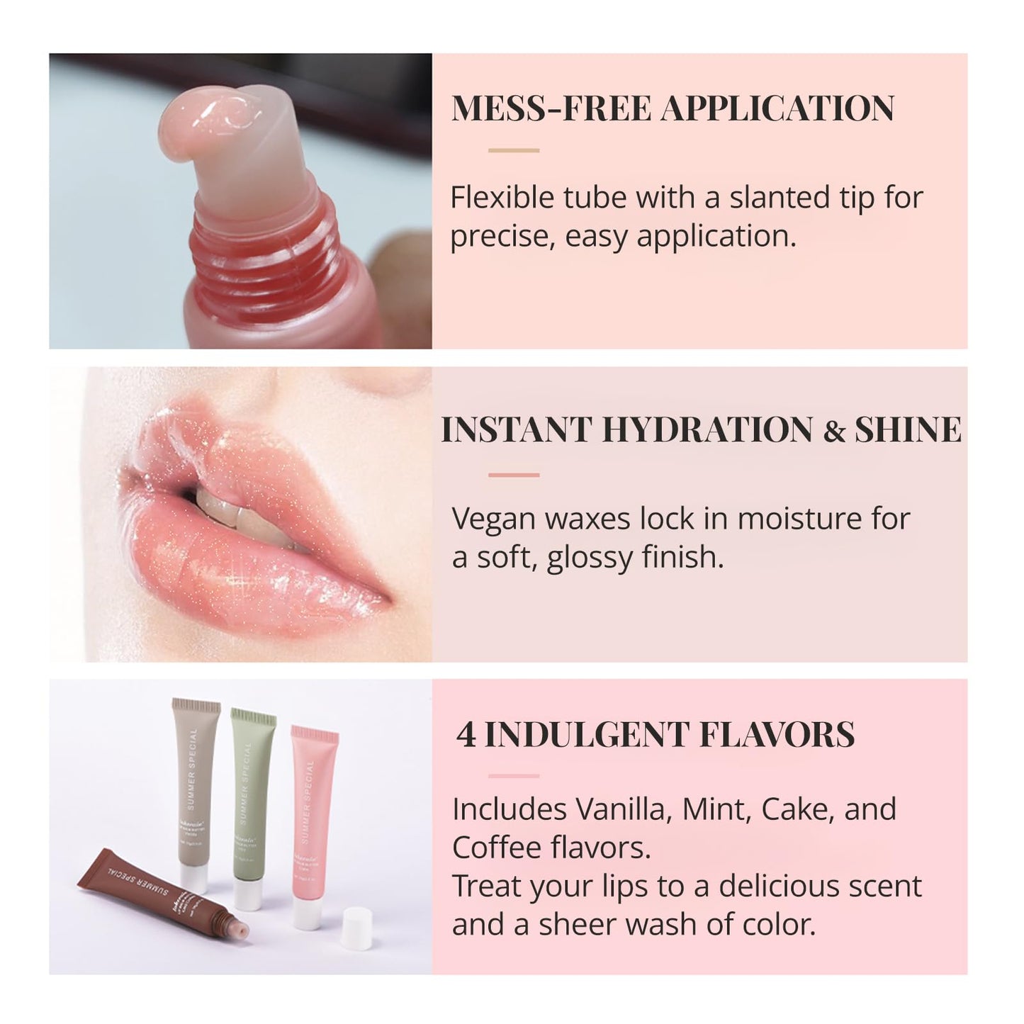 4 PCS Summer Special Lip Balm Butter, Hydrating, Nourishing Lip Gloss with Shea Butter & Olive Oil, Sheer Tinted Shine, Instant Moisture & Soothing Dry Lips (Pack of 4)
