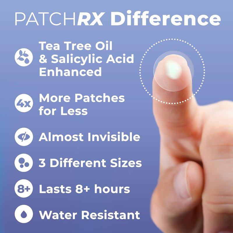 PatchRx Salicylic Acid Pimple Patches - 120 Pack of Acne Treatment Dots with Tea Tree Oil for Clear Skin