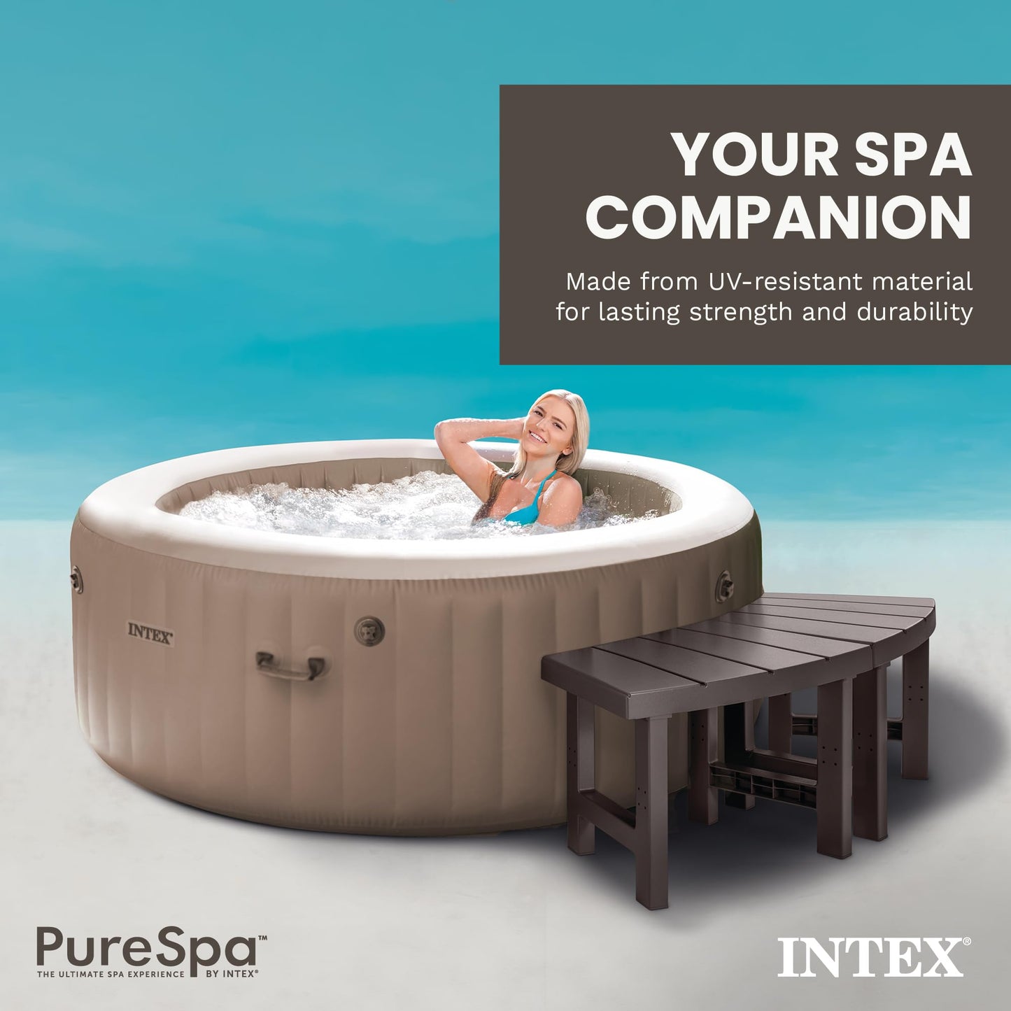Intex 28514E 2 Medium PureSpa Accessories Benches, Compatible w/ 4 Person Spas, Combines to Create A Larger Bench, Flat Storage, 350 Pound Capacity