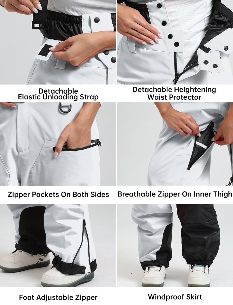 GSOU SNOW Womens Baggy Snowboard Pants Ski Bibs Snow Loose Overalls Waterproof Windproof Insulated Warm