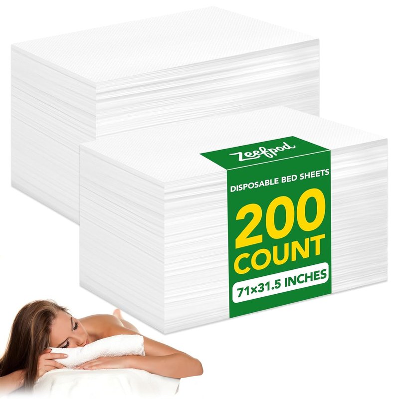 Skiennix Disposable Massage Table Sheets - 200 Pcs Non-Woven Fabric for Hygiene & Comfort | 31.5" x 71" White