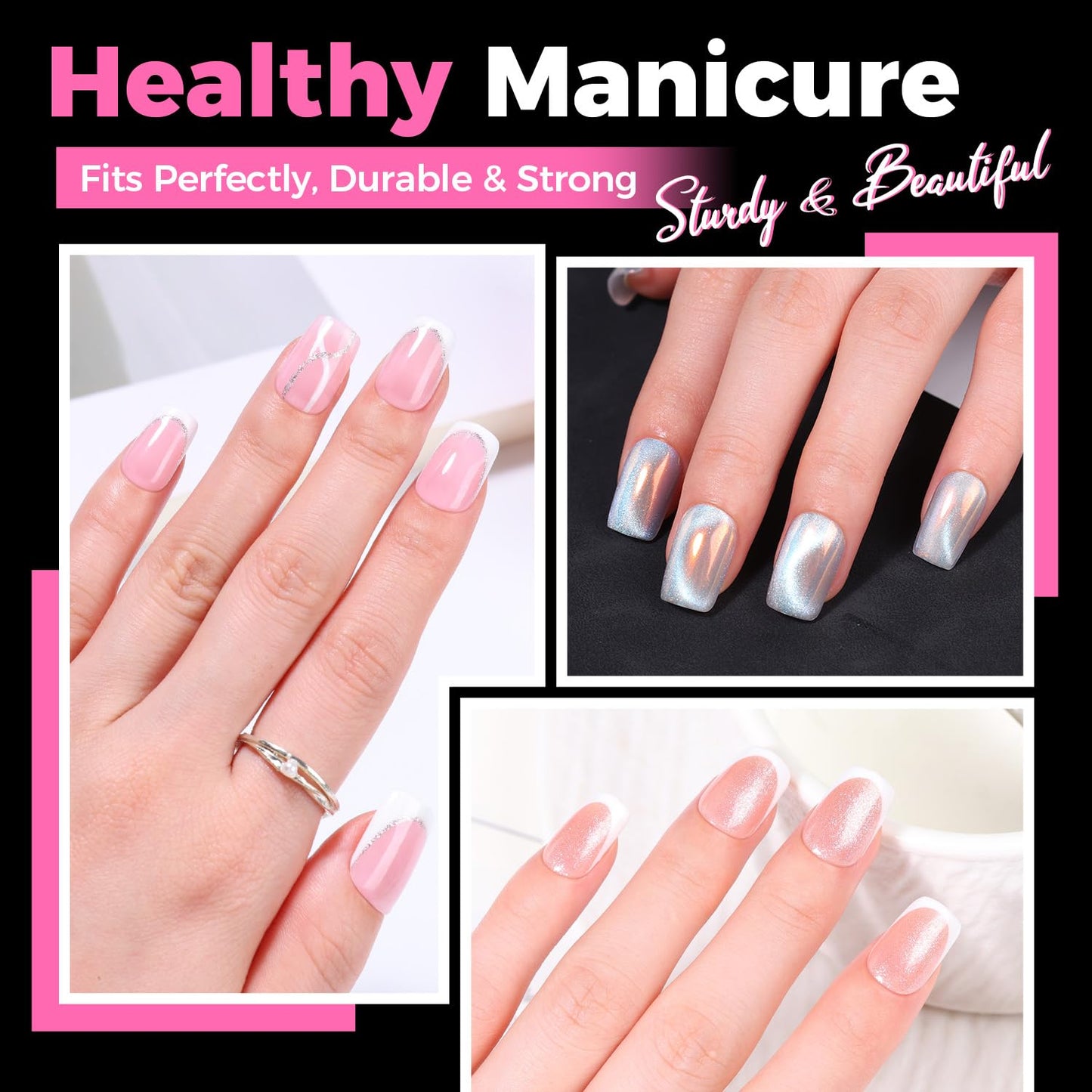 UNA GELLA Gel Nail Tips - Short Square Press-On Nails, 300pcs Full Cover for DIY Nail Extensions