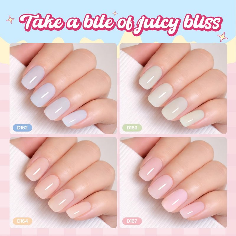 Beetles Builder Gel Nail Kit,Juicy Tint 6 Colors Jelly Pink Nude Builder Gels Instant Apex Thickening Extension Strengthen Weak Nails for Beginners DIY Salon Spring NailsUV & LED Lamp Needed