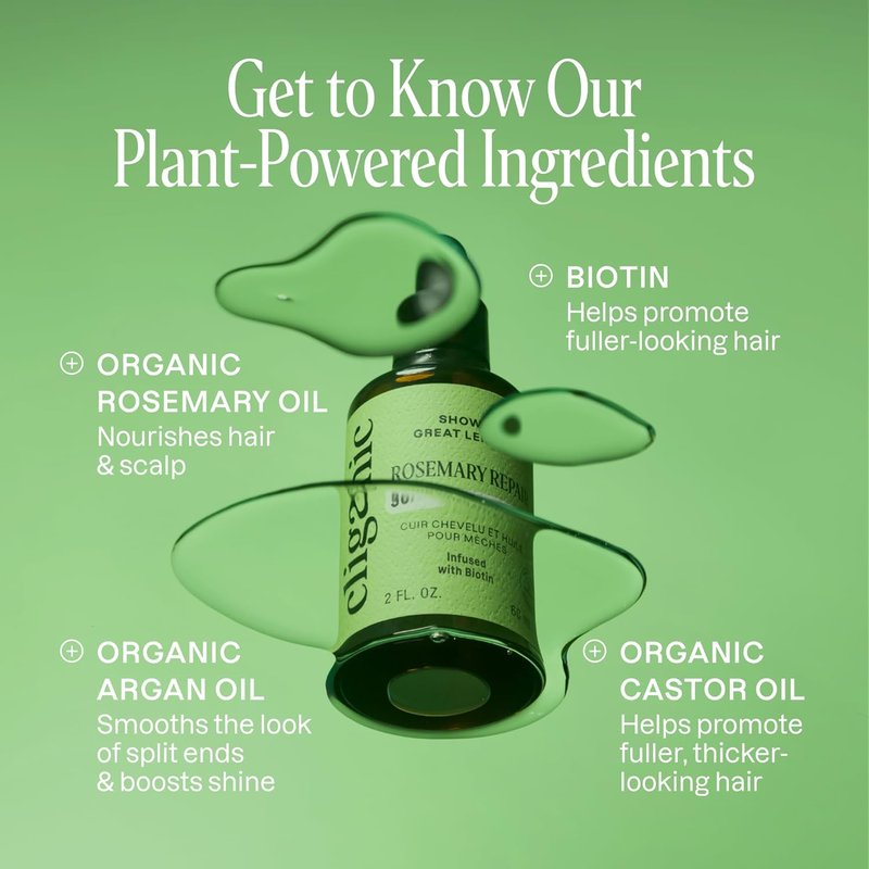 Cliganic Rosemary Hair & Scalp Oil - Nourishing Serum with Biotin & Jojoba for Frizz Control | 2 Fl Oz