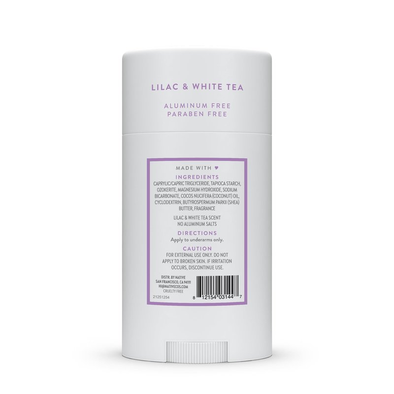 Native Deodorant Contains Naturally Derived Ingredients, 72 Hour Odor Control, Deodorant for Women and Men, Aluminum Free, Lilac & White Tea 2.65oz