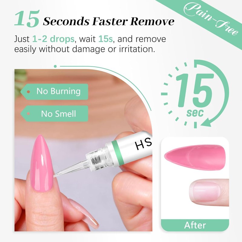 Leykosh Nail Glue - Quick Dry 10g & 2x5ml Remover Pens | 28+ Days Strong Hold, Damage-Free Finish