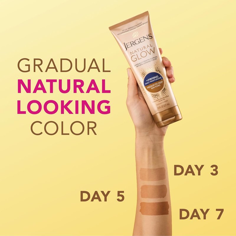 Jergens Natural Glow Daily Moisturizer - Firming Formula for Medium to Tan Skin Tones | 7.5oz (Pack of 5)