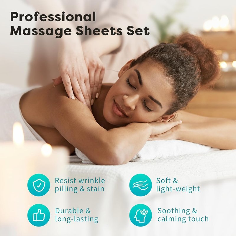 Comfyanno Massage Table Sheets Set - 3 Pcs Microfiber Spa Bed Covers, Soft & Stain Resistant | Black