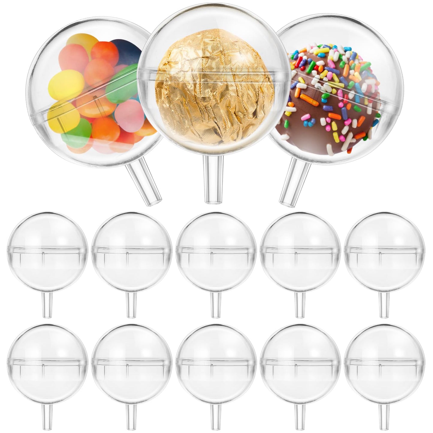 100Pcs Clear Chocolate Holder Ball: Candy Packaging Case for Bouquet Round Chocolate Box Candy Wrappers Holders Decoration Round Truffle Holder Flower Packaging Support Wedding Valentine's Day