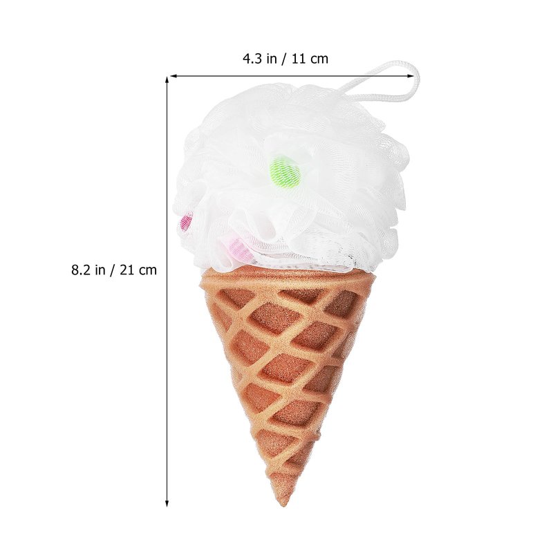 DEARMAMY Kids Loofahs 3 Pack Ice Cream Bath Sponge Shower Balls Soft Body Scrubbers with Hanging Rope for Toddlers Gentle Bath Accessories
