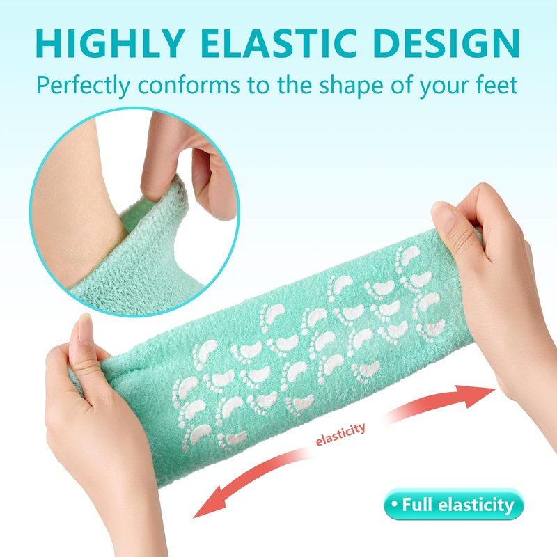 MoyRetty Moisturizing Silicone Gel Socks with 5-Toes, Dry Cracked Feet Treatment, gel socks for dry cracked feet women Lavender Oil Infused-Green