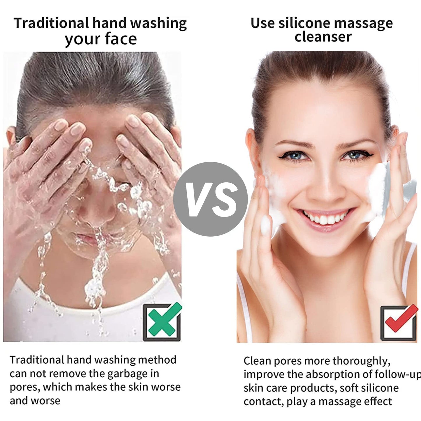 Silicone Face Scrubber for Men Facial Cleansing Brush Silicone Face Wash Brush Manual Waterproof Cleansing Skin Care Face Brushes for Cleansing and Exfoliating (White)