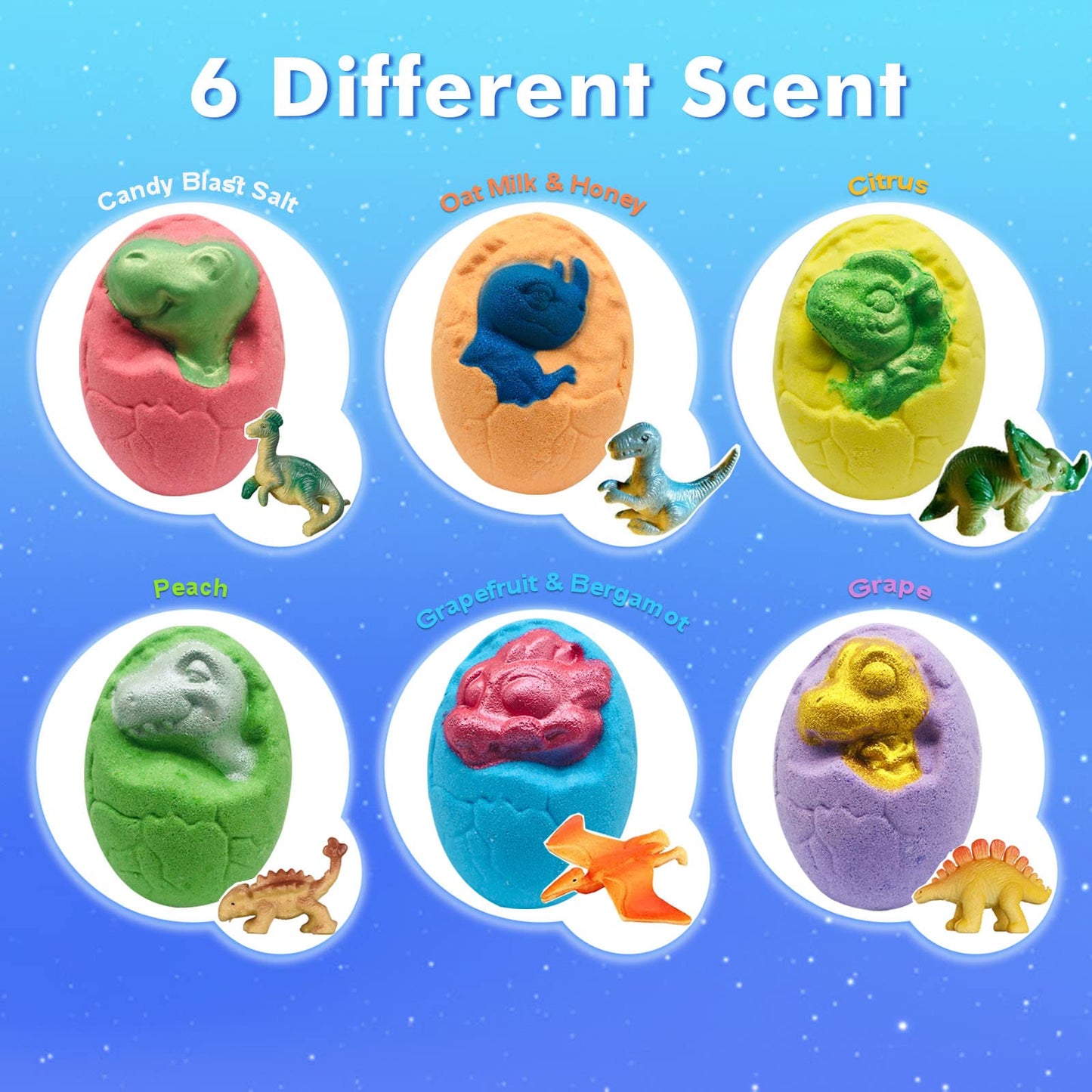 Easter Bath Bombs for Kids - XL Dino Eggs Bath Bomb with Surprise Toys Inside, Kids Bath Bomb Gift Set, Natural Bubble Bath, Dinosaur Bathbombs Birthday Gift for Boys Girls, Easter Basket Stuffers
