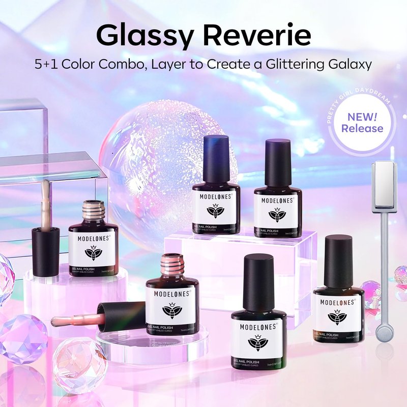 modelones Cat Eye Gel Nail Polish, 6 Colors Jelly Neon Set with Magnet Sparkle Galaxy Series Nail Gel Polish Kit Soak Off Led Nail Art Manicure Salon DIY Gifts