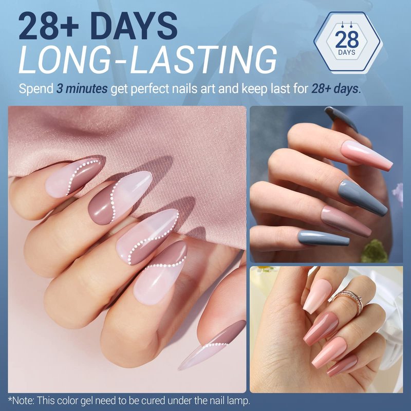 modelones Gel Nail Polish Set, 6 Colors Nude Pink Blue Red Gel Polish Set All Seasons Nail Art Soak Off DIY Home Salon Nail Gifts for Women Girls