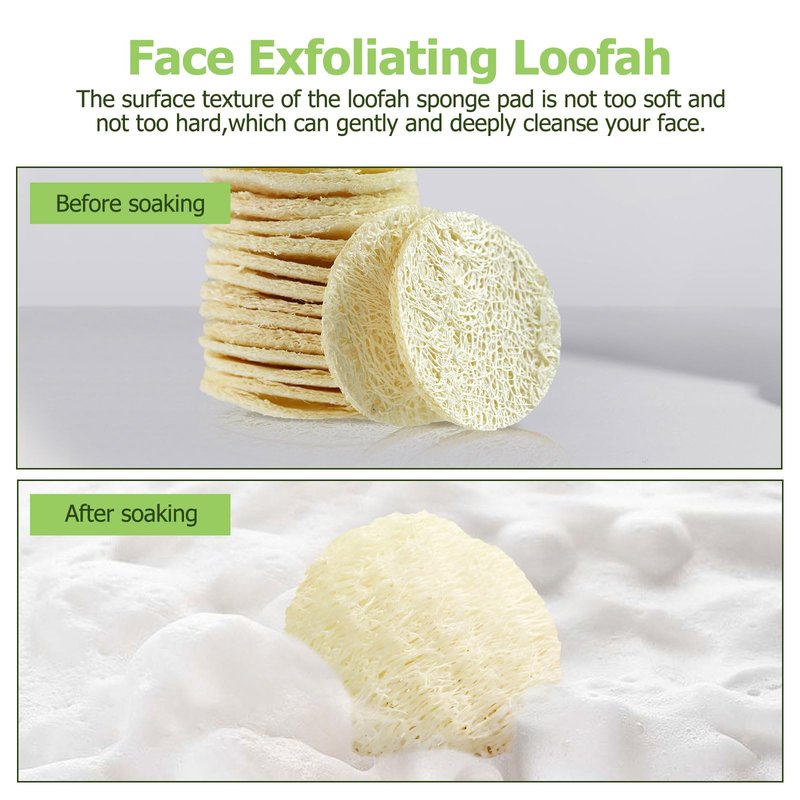 CINDALOG 36 Pack Natural Loofah Sponge Exfoliating Face Pads, Facial Body Scrubbers Pad, When Bath Shower and Spa, Loofa Sponges Brush Scrub, Bulk Loofahs Scrubber, Cleansing Skin for Women and Men