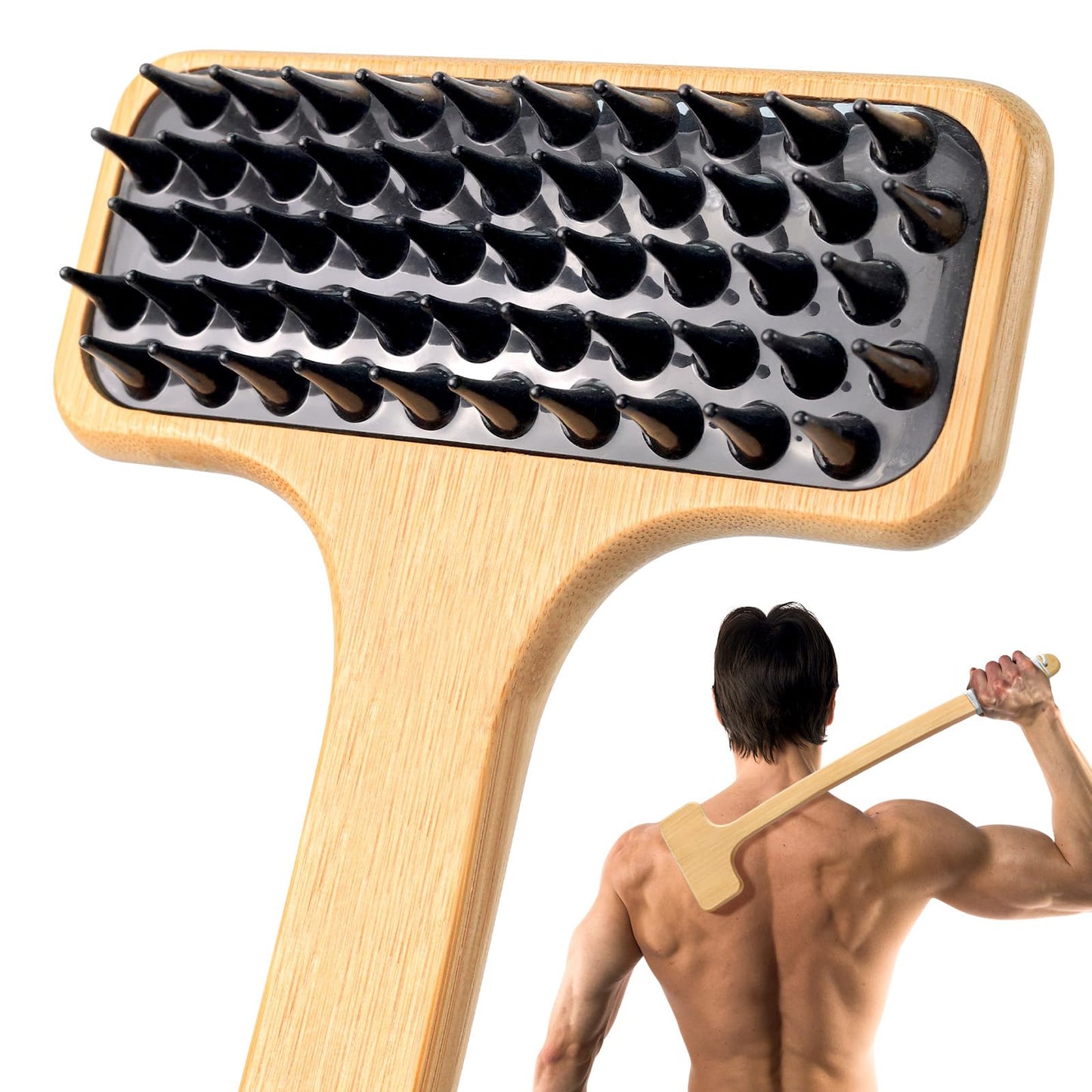 NURENDER Back Scratcher for Men, 22''Extra Long Handle Bamboo Back Scratcher, 2 in 1 Back Massager and Body Scratcher, Gentle Relief for Adults, Pregnancy, Elderly, Gift for Fathers.